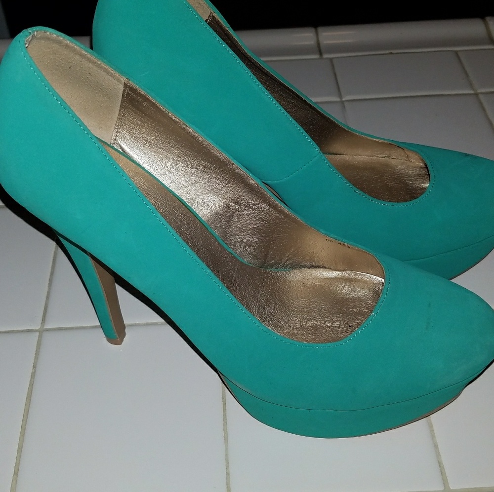 Suede Teal heels